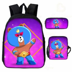 3pcs/set EL Brown Brawl Stars Backpacks
