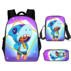 Shark Leon Brawl Stars Backpack Set