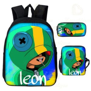 3pcs/set 3D Printed Backpack Set: Brawl Stars Leon