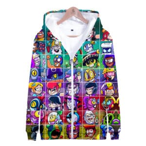 Zipper-up Sweatshirt Brawl Stars All Character Hoodie