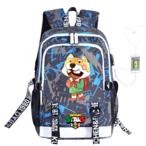 Shiba Nita Brawl Stars Backpacks: Blue Camouflage