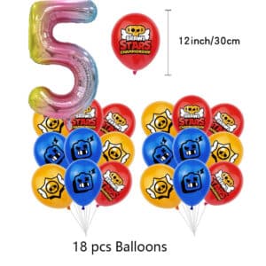 Brawl Stars Balloons Set with number 5 Balloon